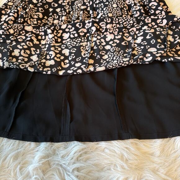 Talbots Women's V Neck Black Pink Leopard Print Sleeveless A- Line Dress Size 12 - Picture 9 of 9